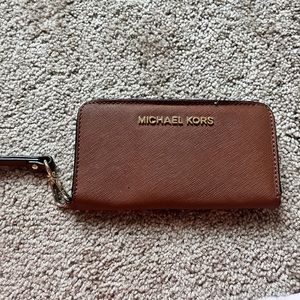 Tan Michael Kors wristlet wallet